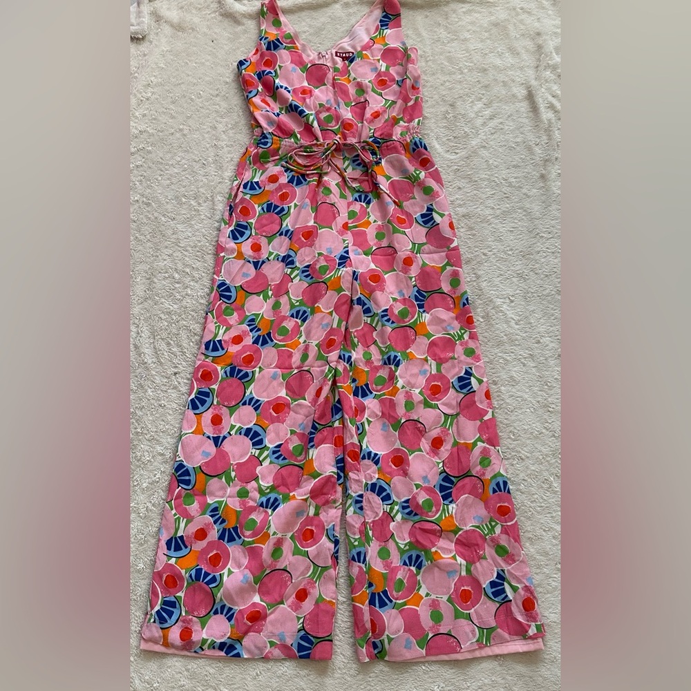 STAUD abstract peach blosson jumpsuit - Picture 2 of 10